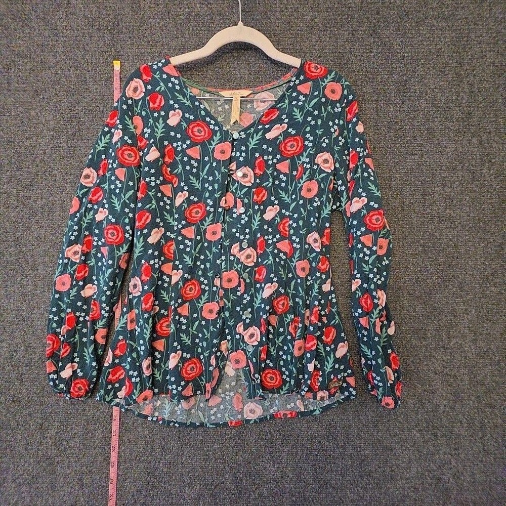 Matilda Jane Blouse Womens Medium Multicolor Floral Long Sleeve V Neck Tunic Top